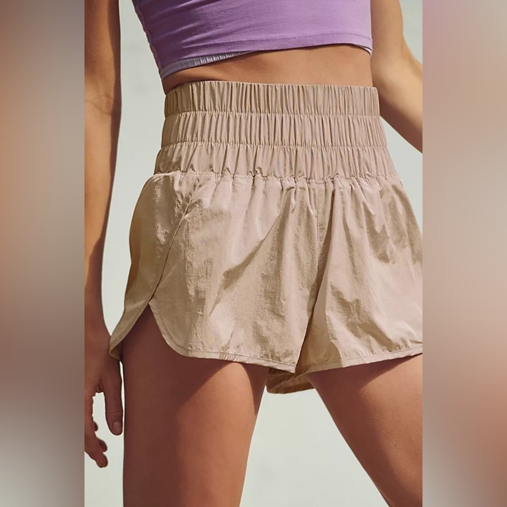 Free‎ People Movement The Way Home Shorts Clay High Rise Smocked Waist Running
